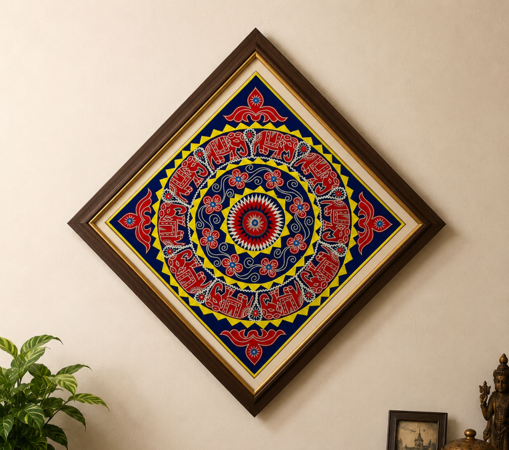 Pipili Applique Elephant Wall Hanging | Floral Motifs | Traditional Odisha Craft