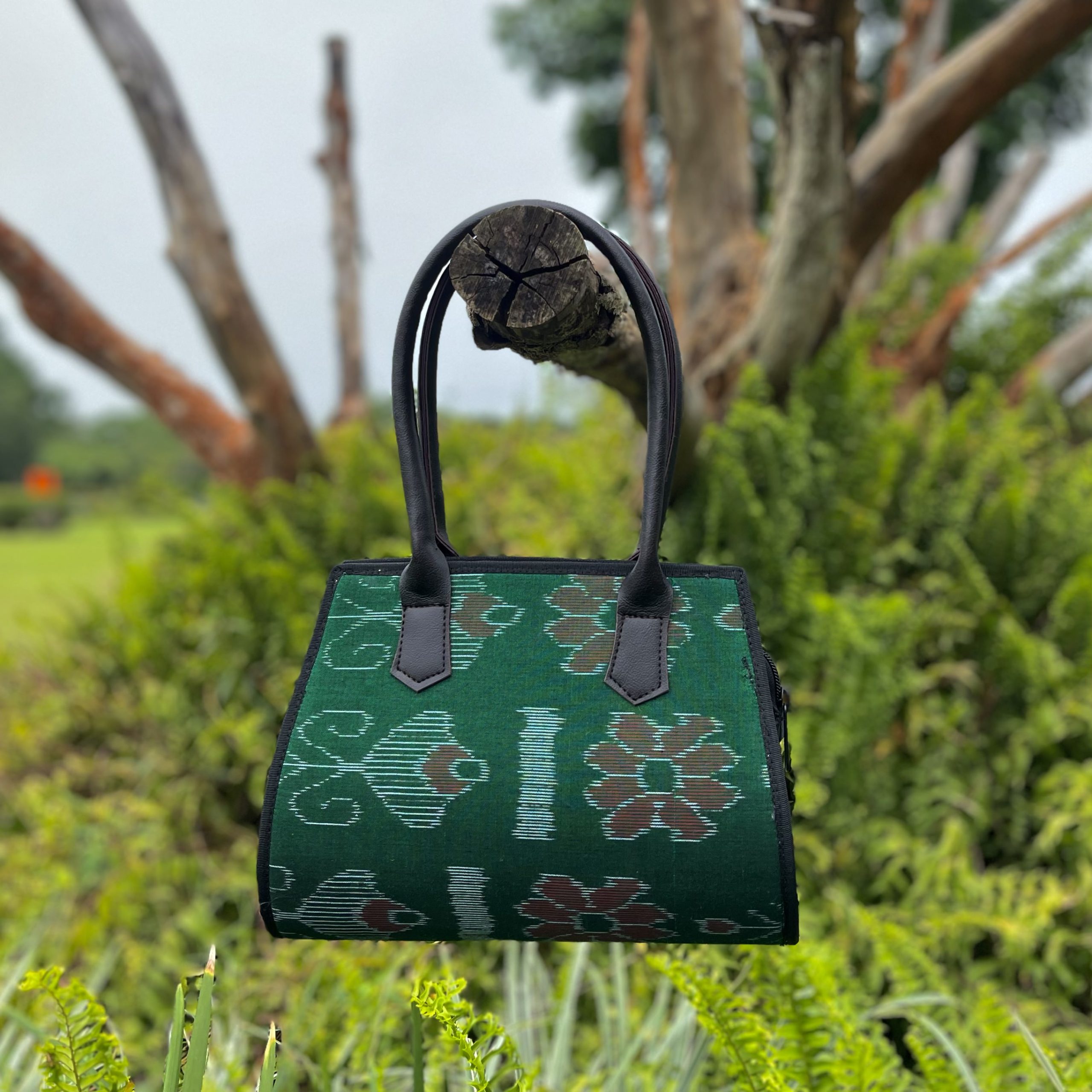 Handcrafted Odisha Ikat Green Handbag
