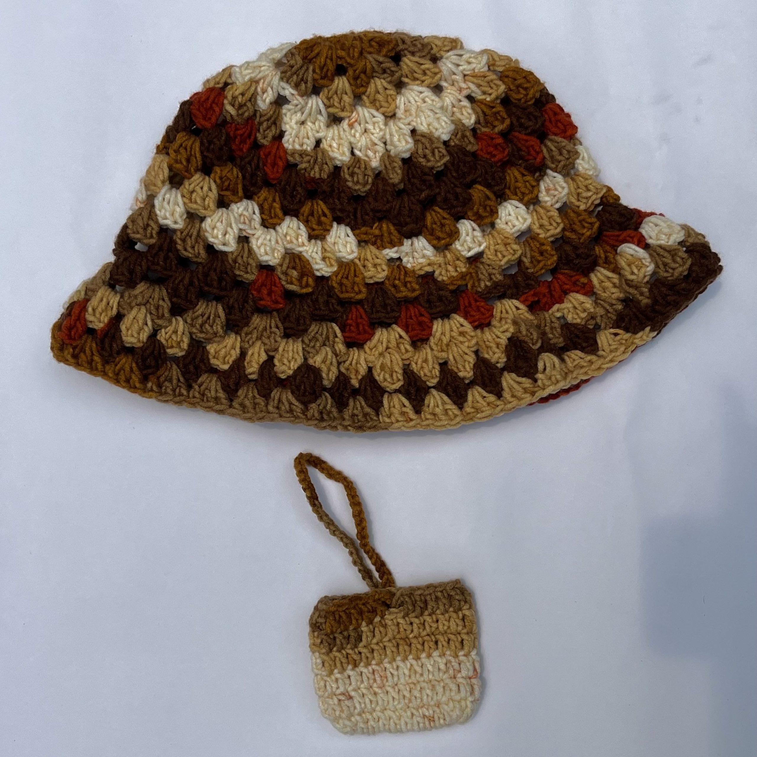 Crochet Autumn Trails Bucket Hat & Matching Mini Pouch Set