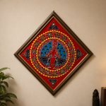Handmade Pipili Appliqué Peacock Wall Hanging crafted using traditional Odisha appliqué techniques featuring vibrant peacock motifs and decorative floral patterns.