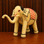 Handmade Coir Elephant crafted from natural coconut coir fibres with traditional decorative detailin