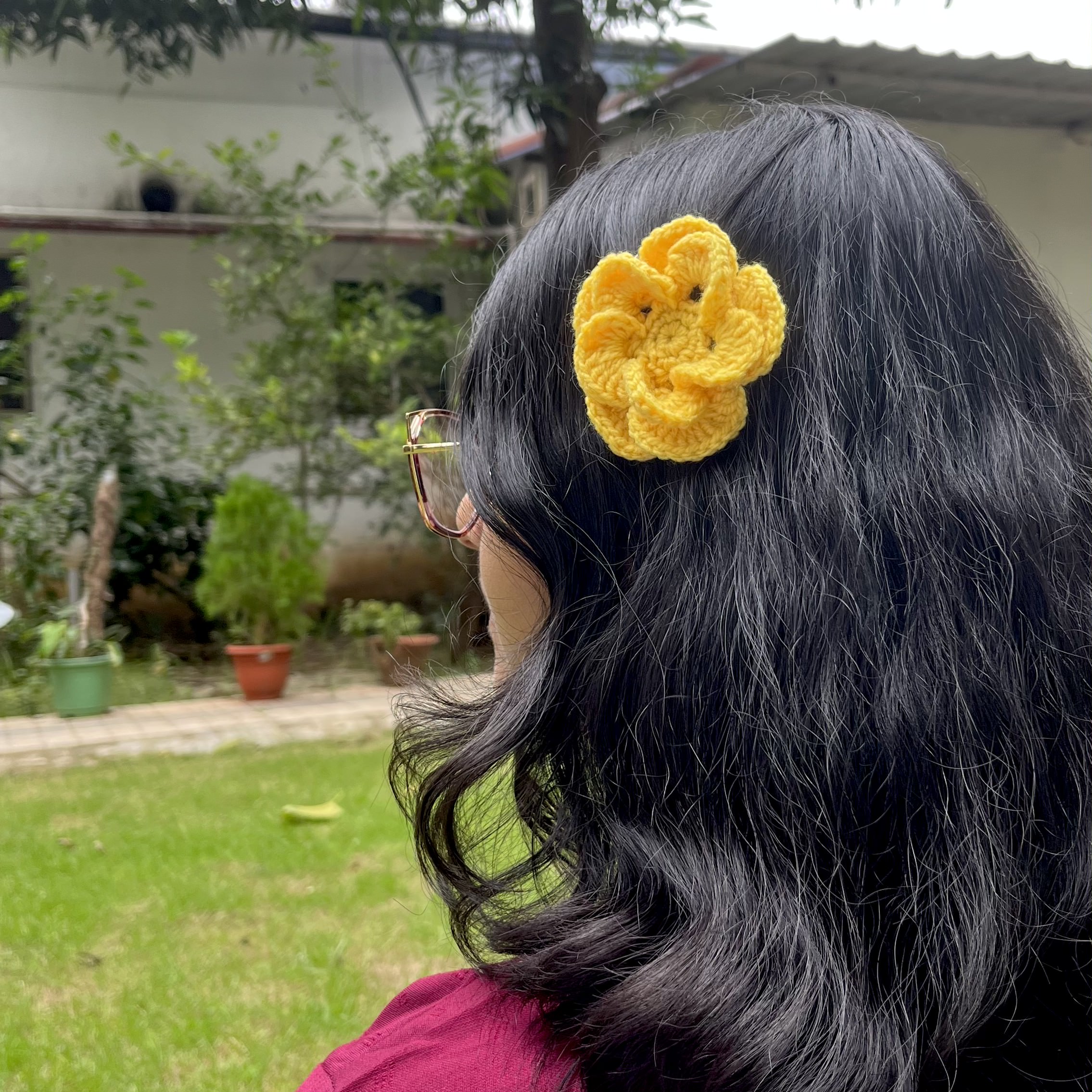 Crochet Yellow Wagon Flower Hairclip