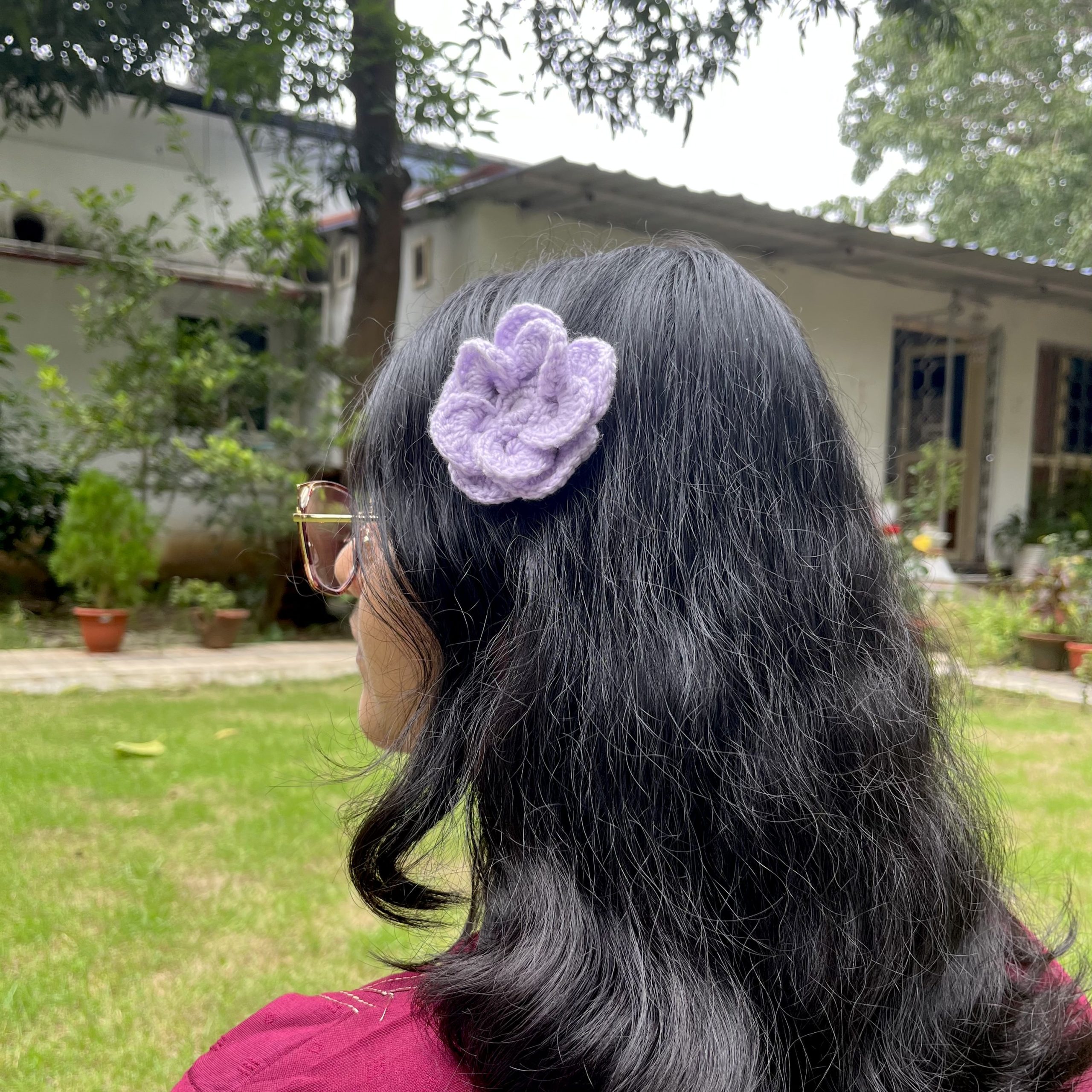 Crochet Lavender Wagon Flower Hairclip