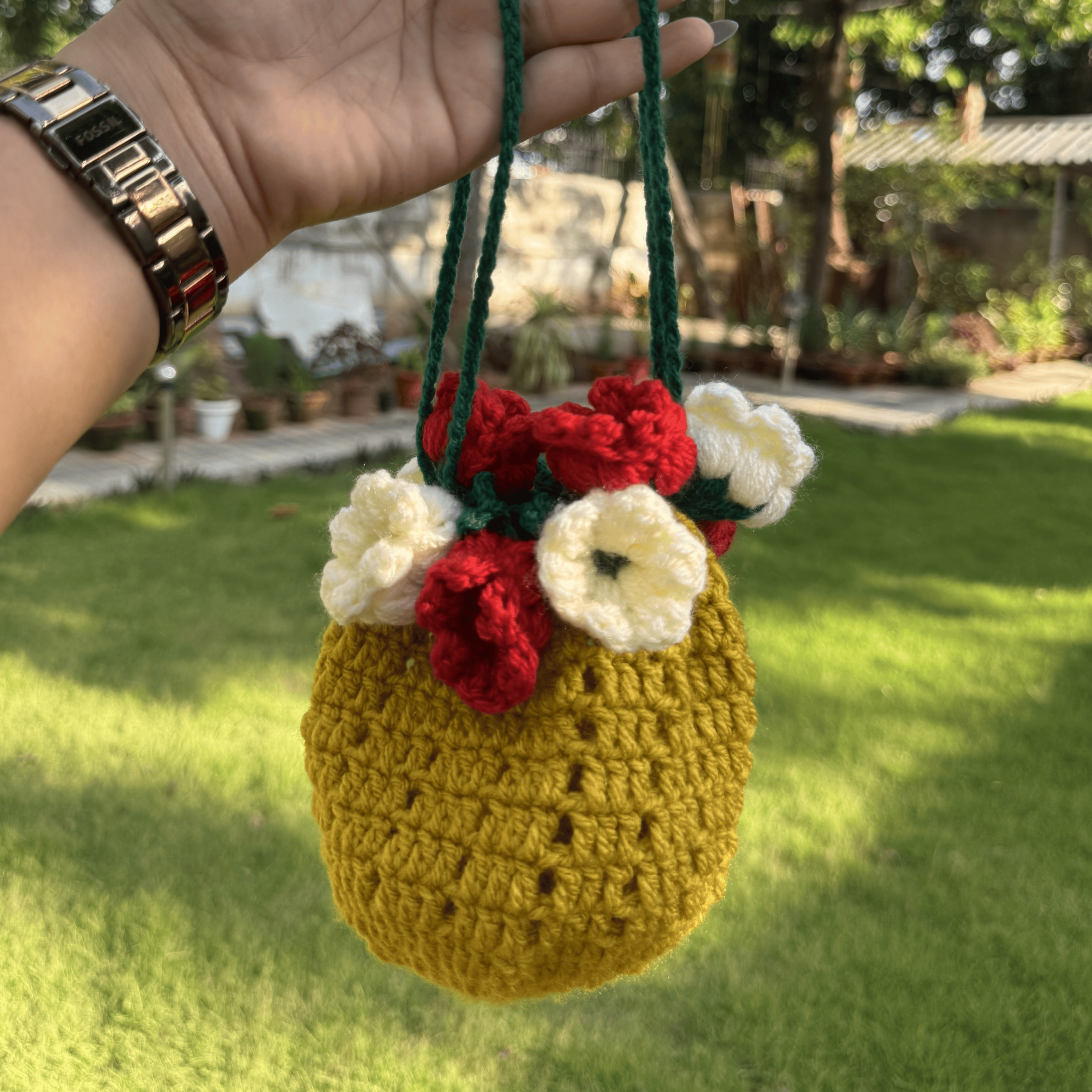 Crochet Flower Potli Bag