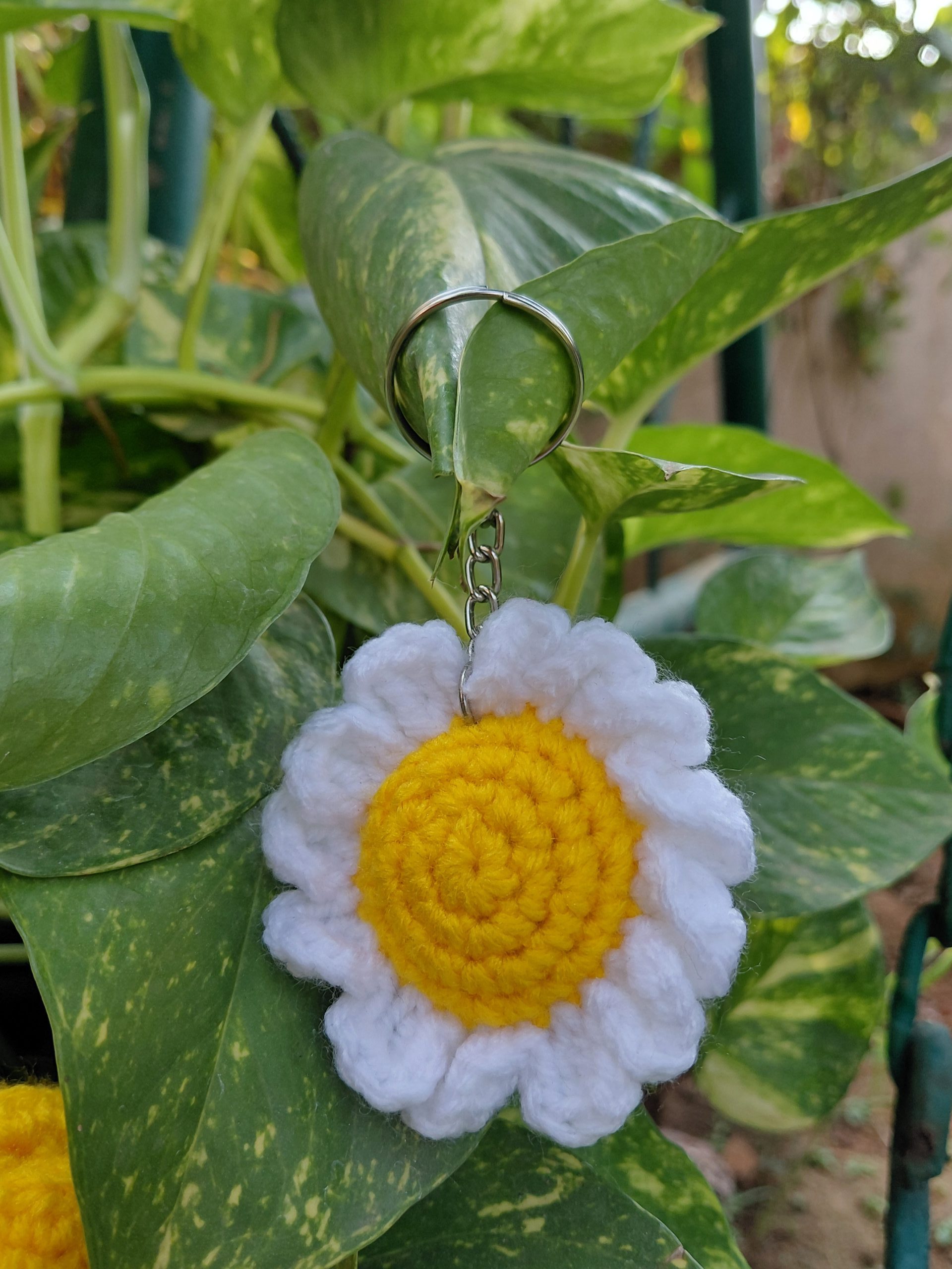 Crochet Daisy Keychain