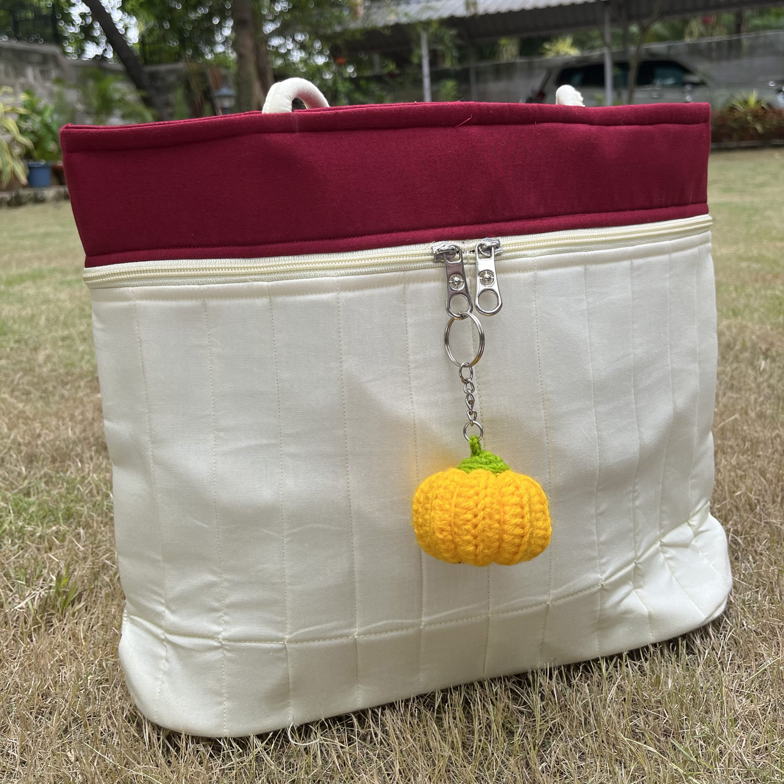 Crochet Yellow Pumpkin Keychain