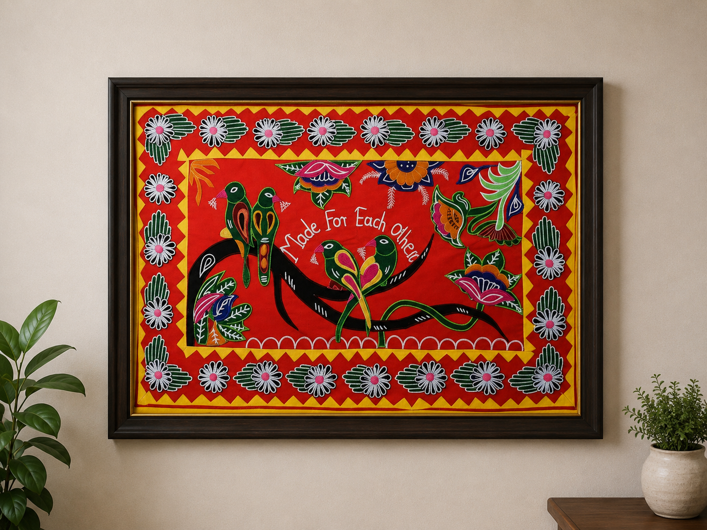 Pipili Applique Lovebirds Wall Hanging | Traditional Odisha Craft