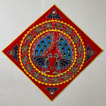 Handmade Pipili Appliqué Peacock Wall Hanging crafted using traditional Odisha appliqué techniques featuring vibrant peacock motifs and decorative floral patterns.