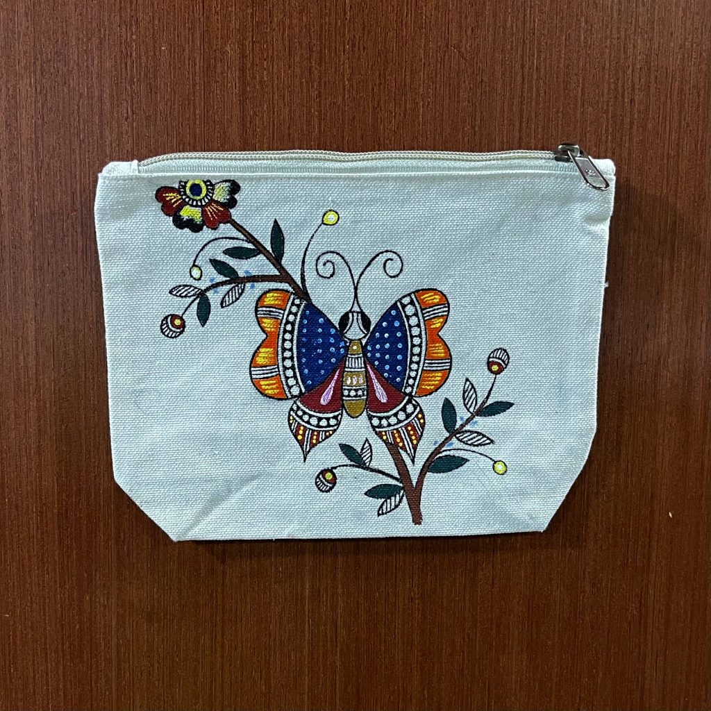 Hand-Painted Madhubani Inspired Canvas Pouch