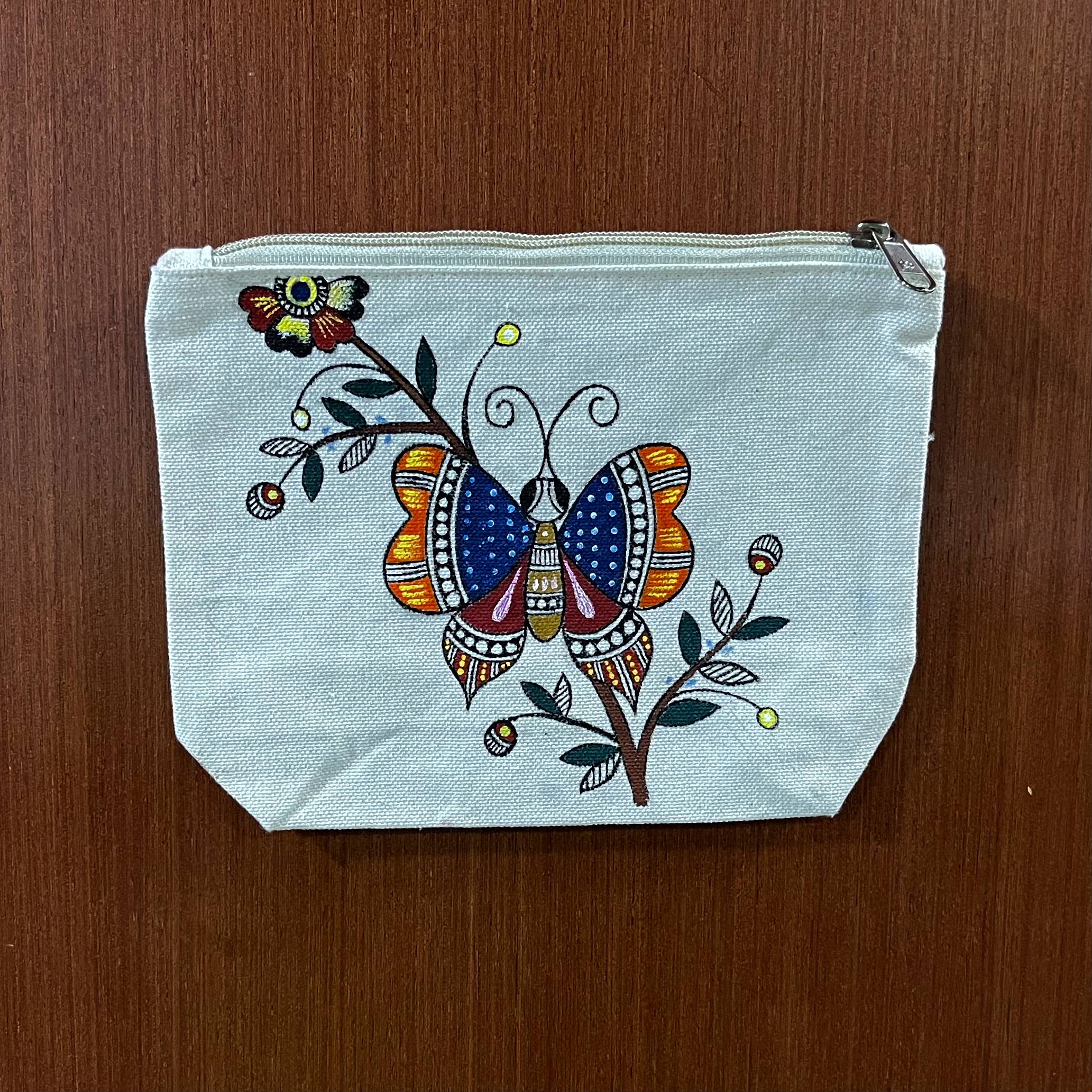 Hand-Painted Madhubani Inspired Canvas Pouch