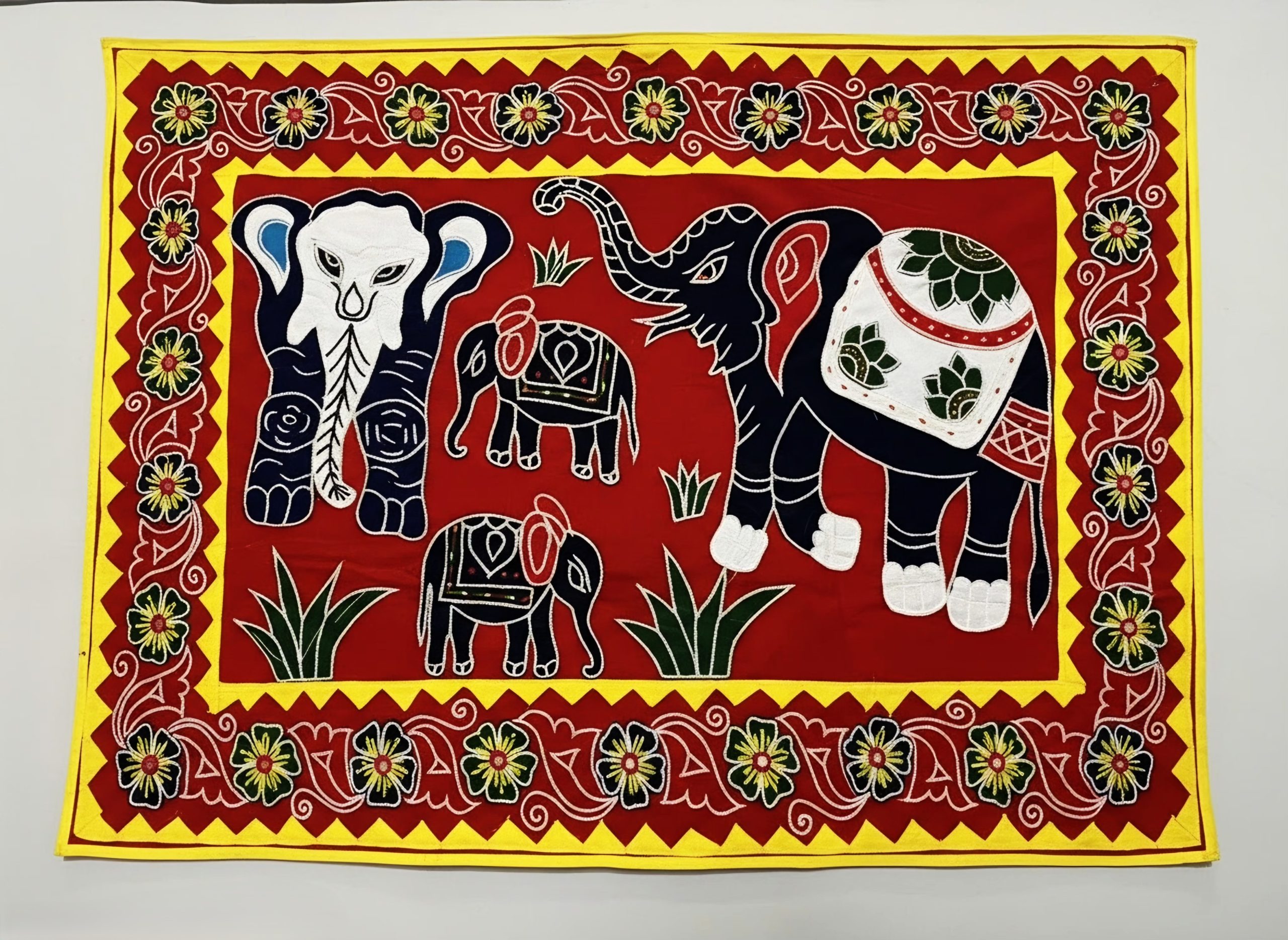 Handmade Odisha Traditional Pipili Applique Wall Hanging – Elephants