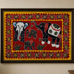 Handcrafted Pipili Appliqué Elephant Family Wall Hanging from Odisha