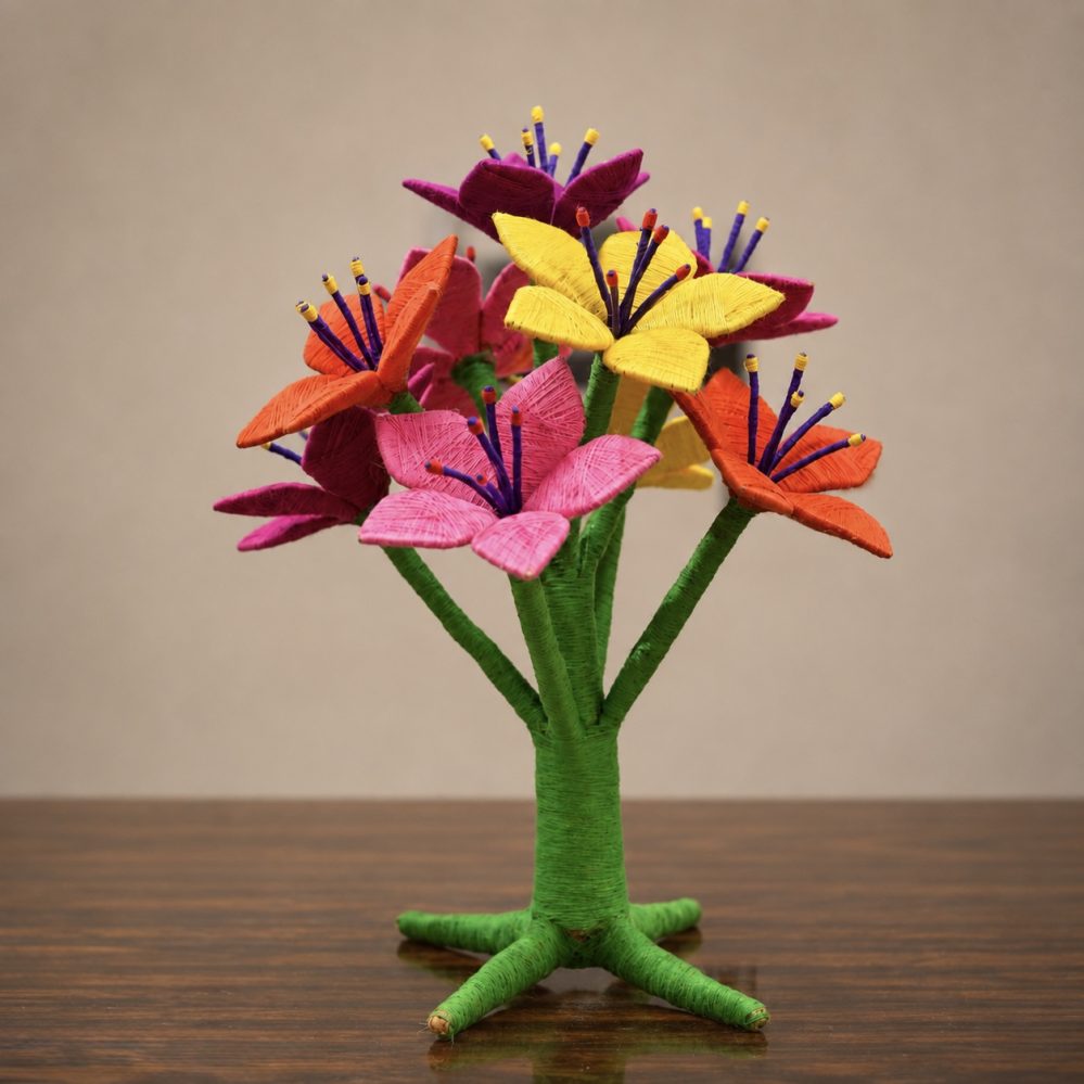 Coir multicolour flower décor handcrafted from natural coir